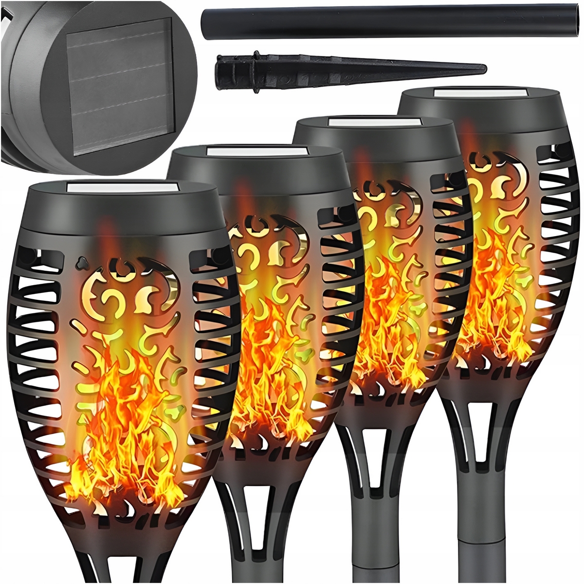 MAXSELL vstavaná solárna lampa čierna 52 cm 4 ks.